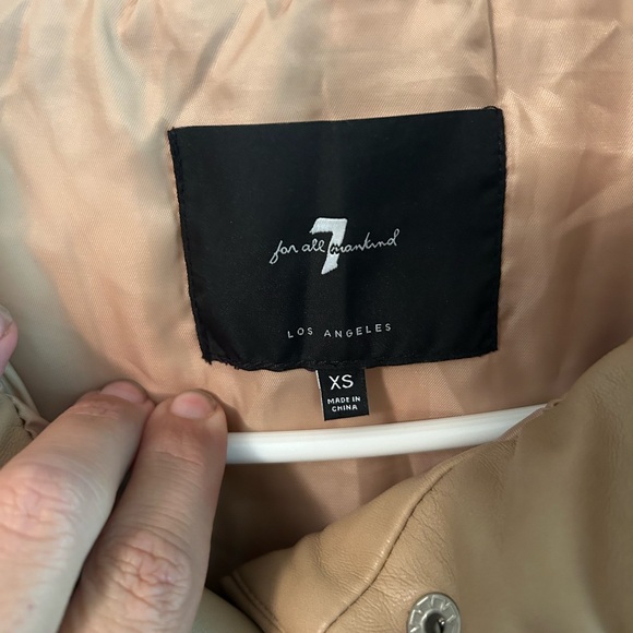 7 For All Mankind Tan Faux Leather Puffer Jacket - Picture 5 of 7